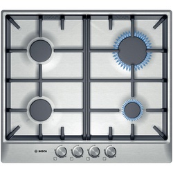 Bosch PCP6A5B90 4 Gas Built In Hob, 60cm, Front Knobs - Stainless Steel by Bosch
