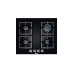 Bosch PPP6A6B20 4 Gas Built In Hob, 60cm, Front Knobs - Glass