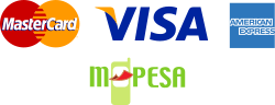 We accept Mastercard, Visa and M-Pesa, as well as payment on Delivery